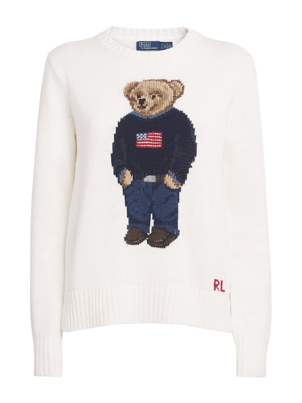 Polo by Ralph Lauren Cream Crewneck Sweater with Bear Graphic